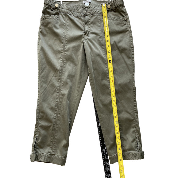 Cache Pants Womens Size 8 Khaki Olive Green Casual Summer Cropped Capri Slacks - Picture 11 of 11